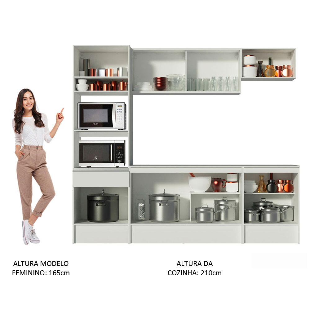 Cozinha Completa Madesa Topazio com Armário, Balcão e Tampo - Branco