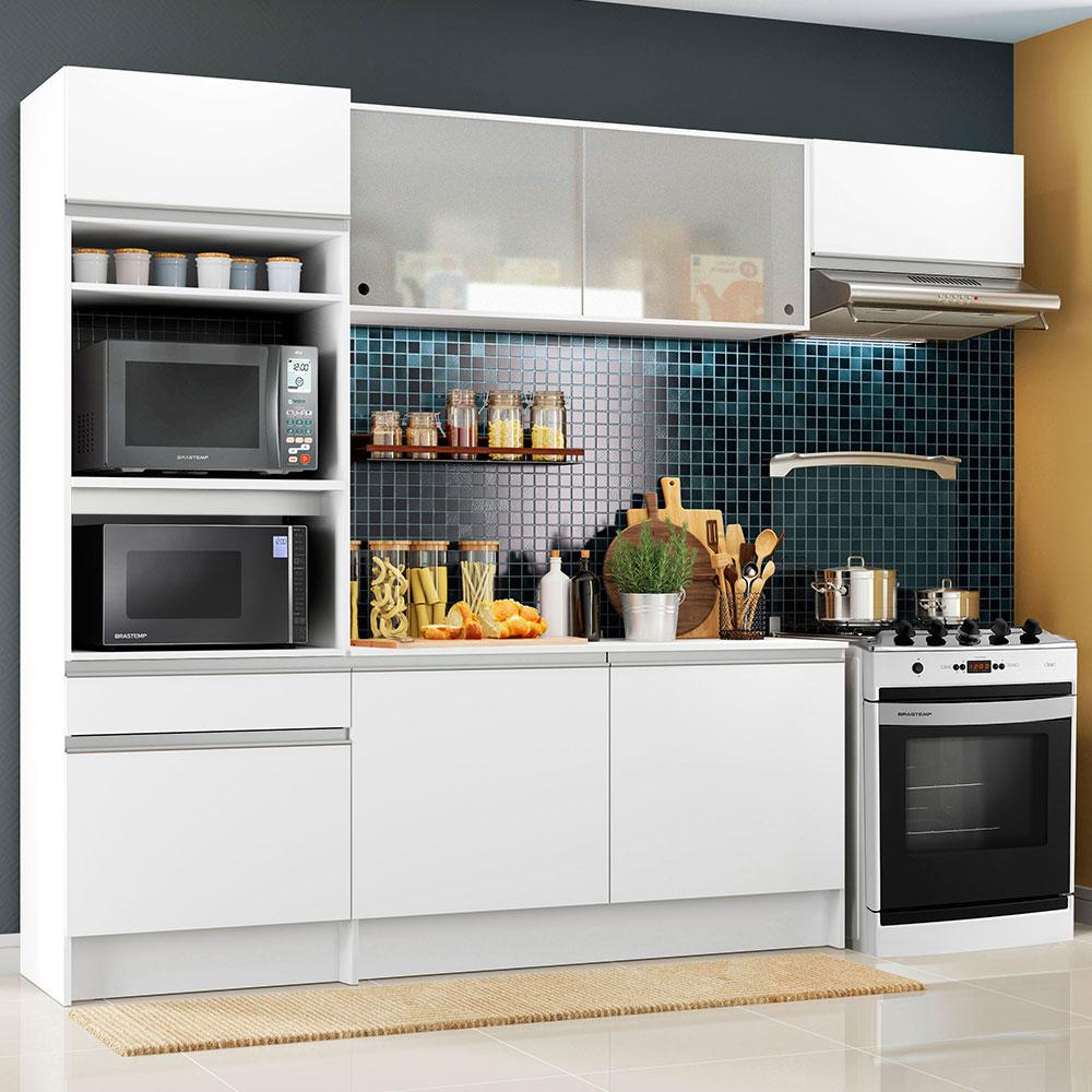 Cozinha Completa Madesa Topazio com Um Balcão, Armário e Tampo - Branco