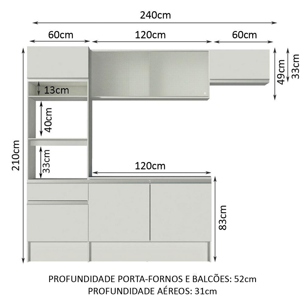 Cozinha Completa Madesa Topazio com Um Balcão, Armário e Tampo - Branco