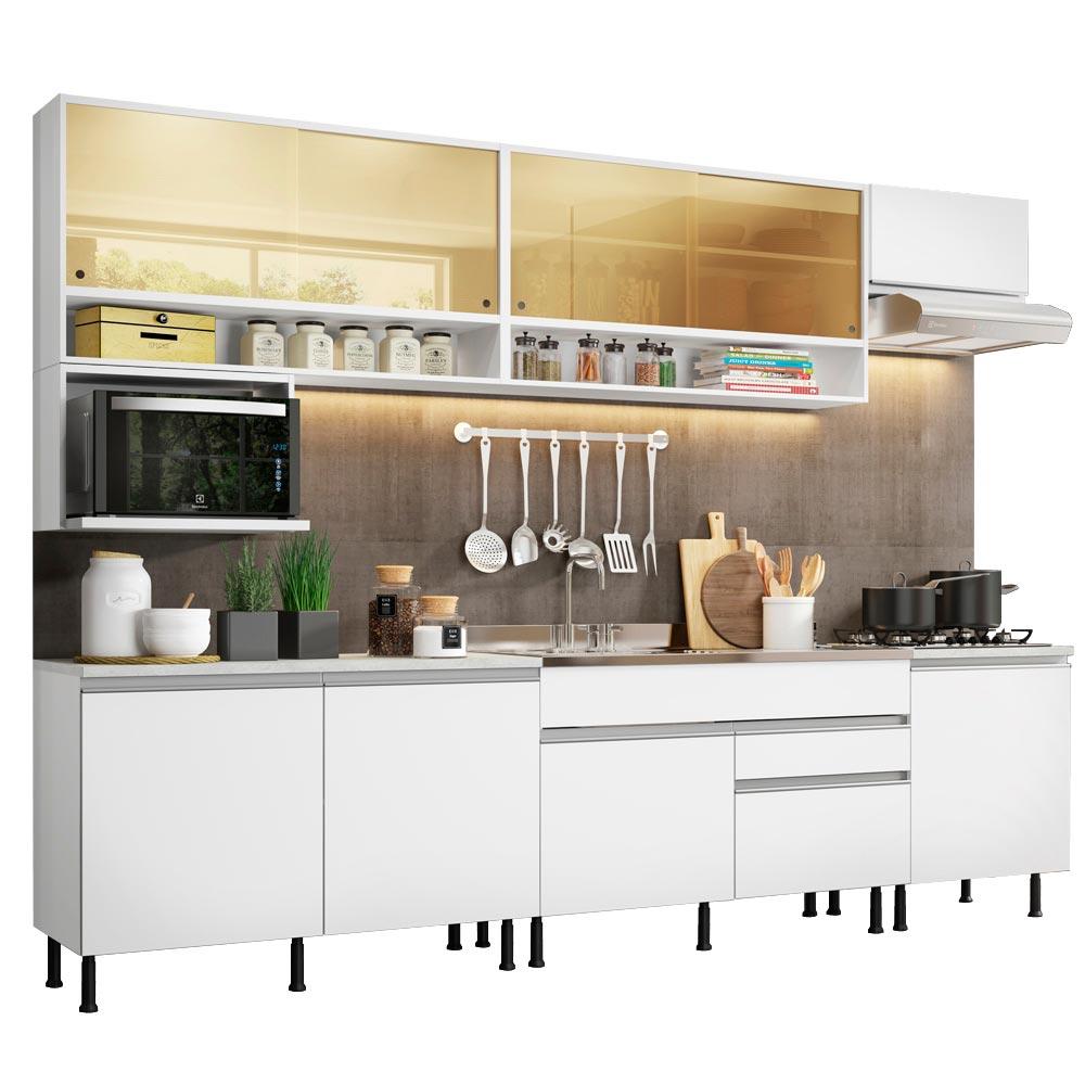 Cozinha Completa Madesa Verona com Armário e Balcão (Sem Tampo e Pia) - Branco
