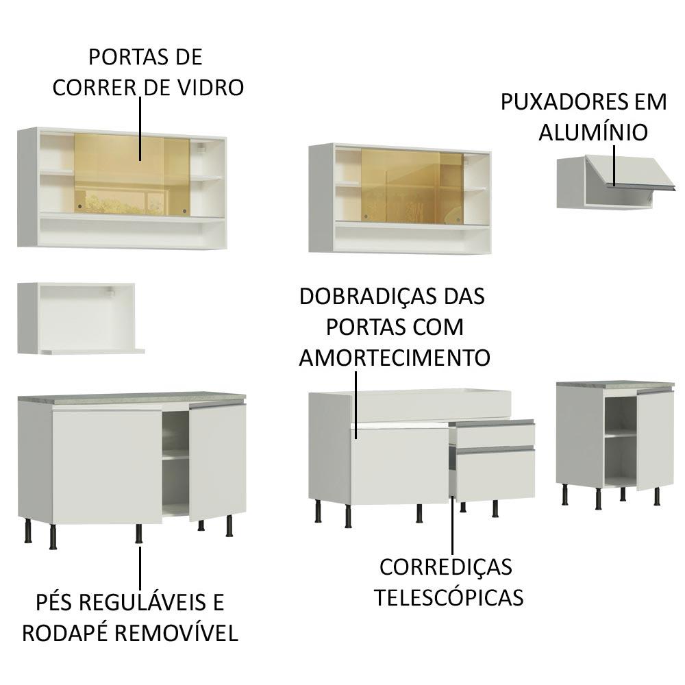 Cozinha Completa Madesa Verona com Armário e Balcão (Sem Tampo e Pia) - Branco