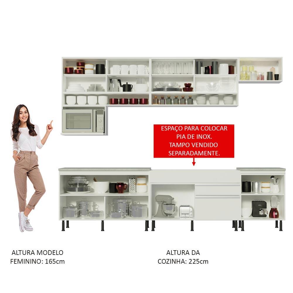 Cozinha Completa Madesa Verona com Armário e Balcão (Sem Tampo e Pia) - Branco