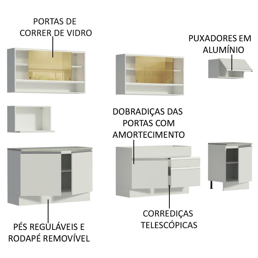 Cozinha Completa Madesa Verona com Armário e Balcão (Sem Tampo e Pia)