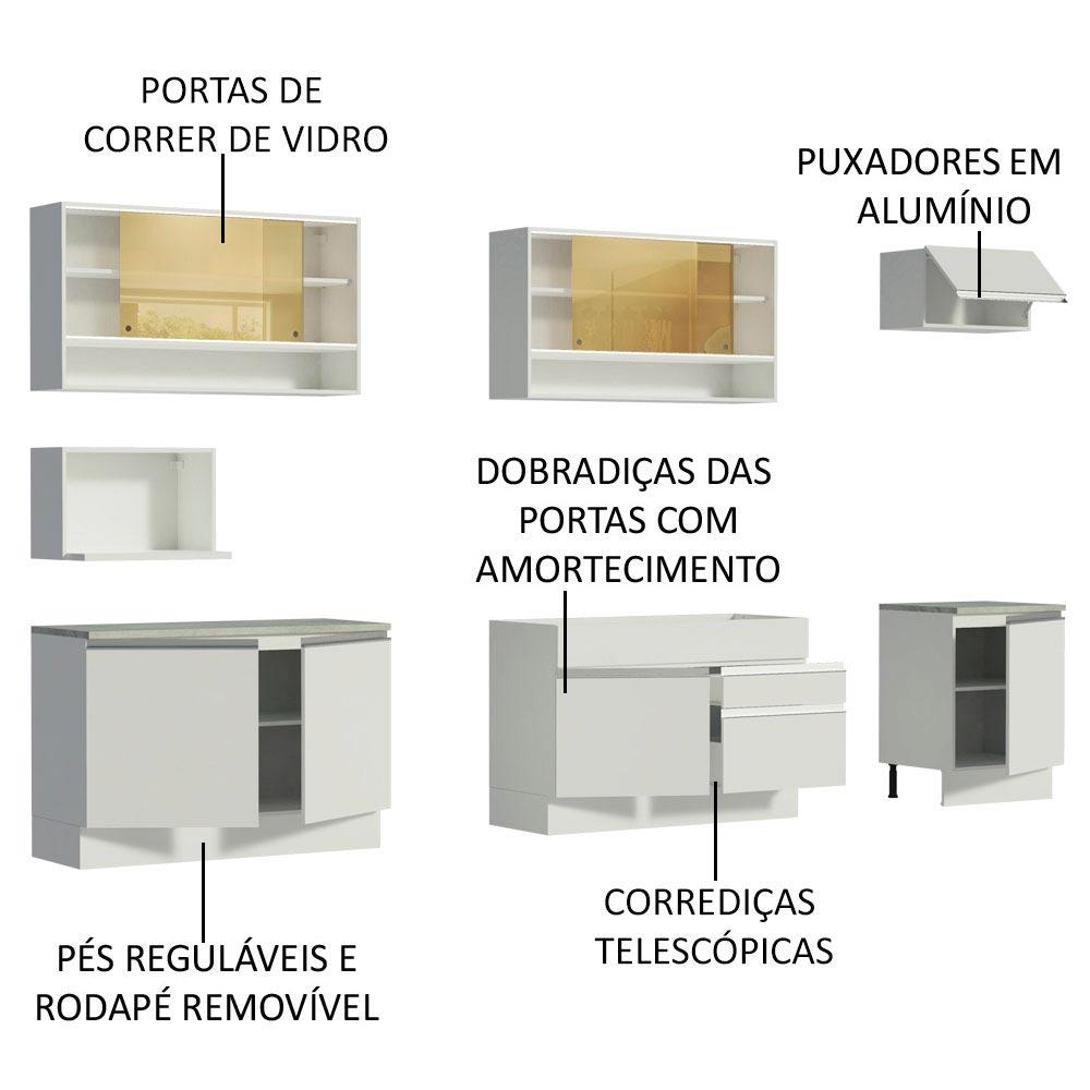 Cozinha Completa Madesa Verona com Armário e Balcão (Sem Tampo e Pia)