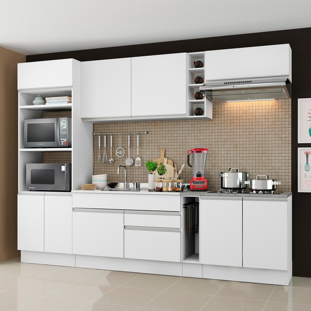 Cozinha Completa Madesa Vicenza com Armário e Balcão (Sem Tampo e Pia) - Branco