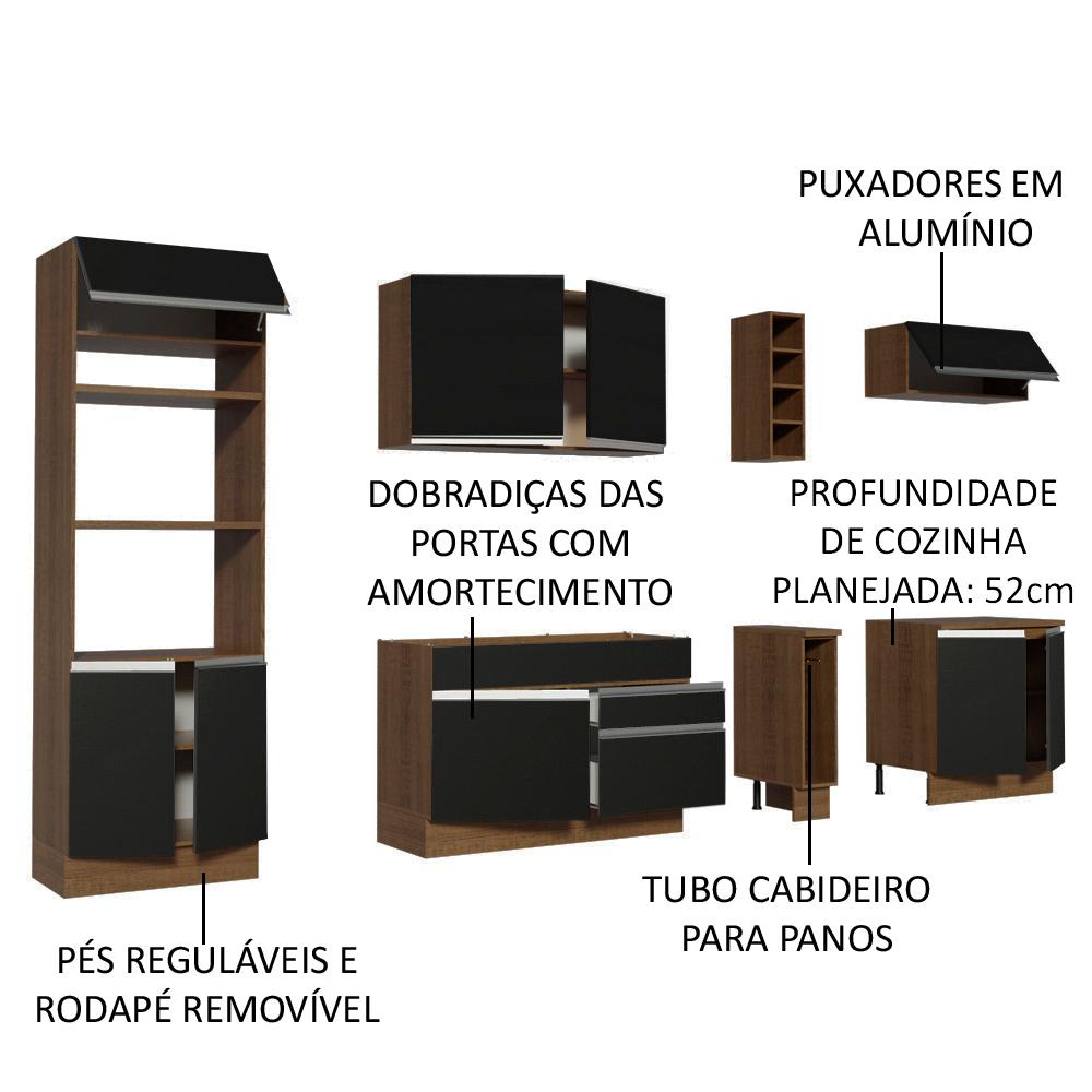 Cozinha Completa Madesa Vicenza com Armário e Balcão (Sem Tampo e Pia)
