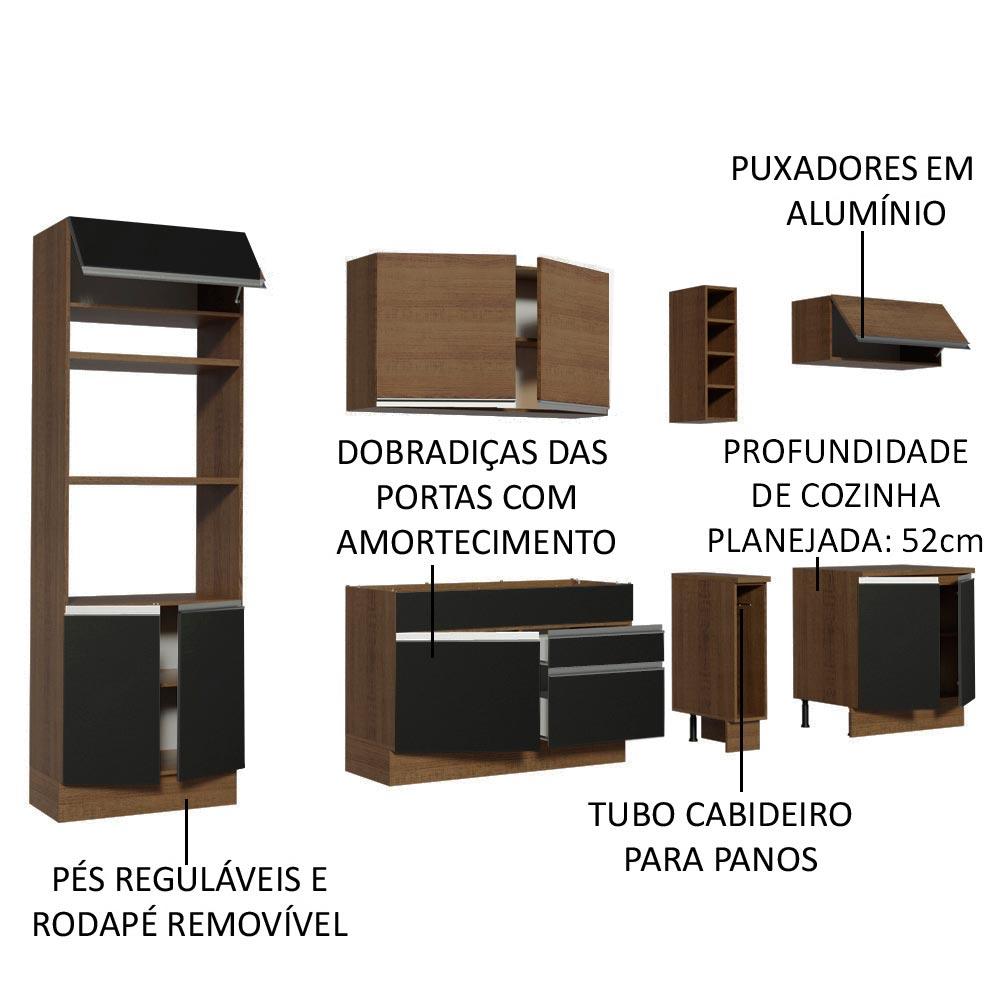 Cozinha Completa Madesa Vicenza com Armário e Balcão (Sem Tampo e Pia)