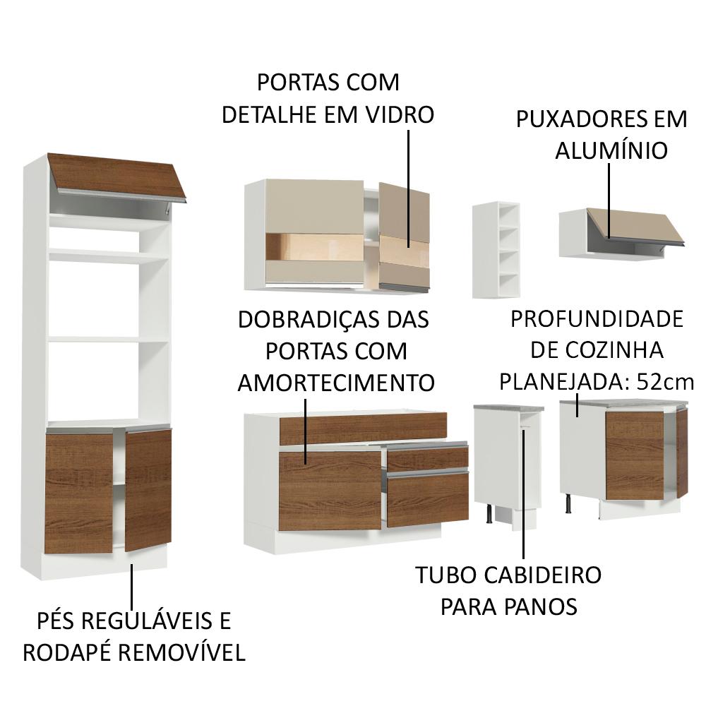 Cozinha Completa Madesa Vicenza com Armário e Balcão (Sem Tampo e Pia)