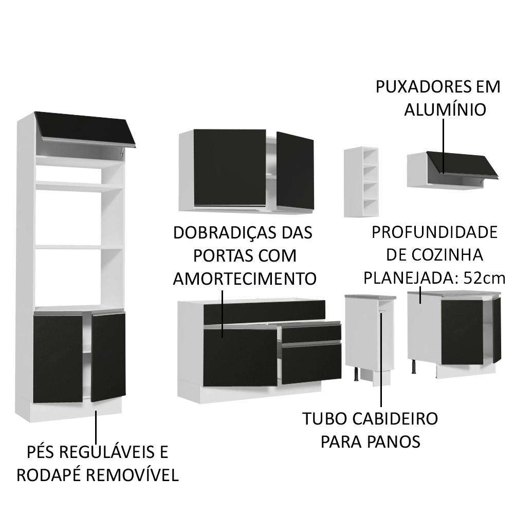 Cozinha Completa Madesa Vicenza com Armário e Balcão (Sem Tampo e Pia)