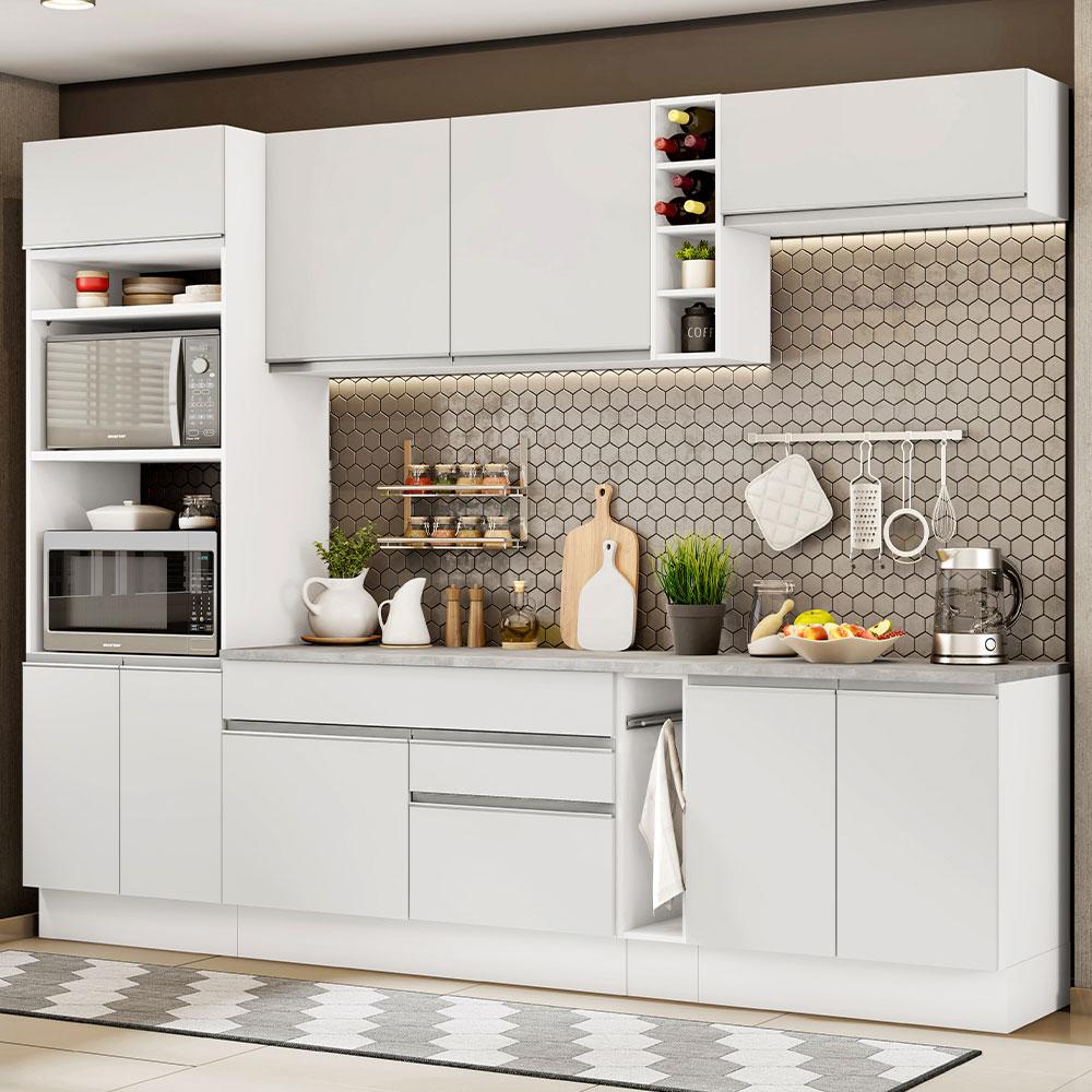 Cozinha Completa Madesa Vicenza com Armário e Balcão + Tampo - Branco