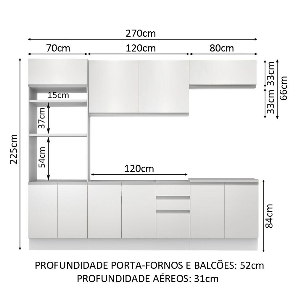 Cozinha Completa Madesa Viena 10 Portas 3 Gavetas (Sem Tampo e Pia)