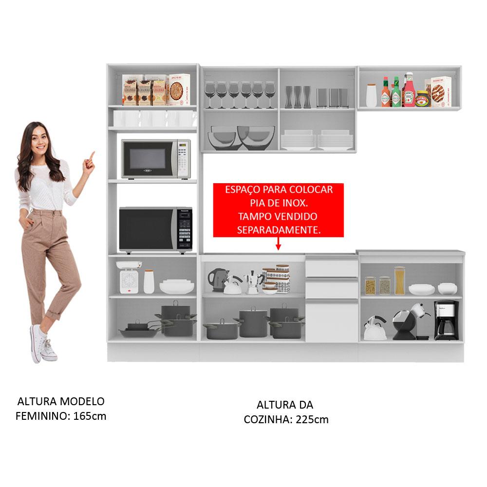 Cozinha Completa Madesa Viena 10 Portas 3 Gavetas (Sem Tampo e Pia)