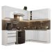 Cozinha Completa de Canto 100% MDF Madesa Acordes 409001 Armário e Balcão - Frentes Branco Brilho