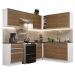 Cozinha Completa de Canto 100% MDF Madesa Acordes 409001 com Armário e Balcão - Branco/Rustic