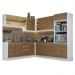 Cozinha Completa de Canto 100% MDF Madesa Acordes 459001 com Armário e Balcão - Branco/Rustic