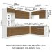 Cozinha Completa de Canto 100% MDF Madesa Acordes 479003 Armário e Balcão - Branco/Rustic