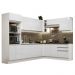 Cozinha Completa de Canto 100% MDF Madesa Acordes 479003 Armário e Balcão - Frentes Branco Brilho