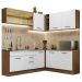 Cozinha Completa de Canto Madesa Agata 389001 com Armário e Balcão (Sem Tampo e Pia) - Rustic/Branco