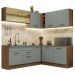 Cozinha Completa de Canto Madesa Agata 389001 com Armário e Balcão (Sem Tampo e Pia) - Rustic/Cinza