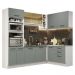Cozinha Completa de Canto Madesa Agata 399001 com Armário e Balcão (Sem Tampo e Pia) - Branco/Cinza