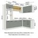Cozinha Completa de Canto Madesa Agata 399001 com Armário e Balcão (Sem Tampo e Pia) - Branco/Cinza