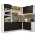 Cozinha Completa de Canto Madesa Agata 399001 com Armário e Balcão (Sem Tampo e Pia) - Branco/Preto