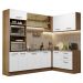 Cozinha Completa de Canto Madesa Agata 399001 com Armário e Balcão (Sem Tampo e Pia) - Rustic/Branco