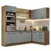Cozinha Completa de Canto Madesa Agata 399001 com Armário e Balcão (Sem Tampo e Pia) - Rustic/Cinza