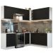 Cozinha Completa de Canto Madesa Agata 399002 com Armário e Balcão (Sem Tampo e Pia) - Branco/Preto