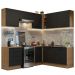 Cozinha Completa de Canto Madesa Agata 399002 com Armário e Balcão (Sem Tampo e Pia) - Rustic/Preto