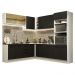 Cozinha Completa de Canto Madesa Agata 459001 com Armário e Balcão (Sem Tampo e Pia) - Branco/Preto