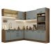 Cozinha Completa de Canto Madesa Agata 459001 com Armário e Balcão (Sem Tampo e Pia) - Rustic/Cinza