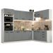 Cozinha Completa de Canto Madesa Agata 479001 com Armário e Balcão (Sem Tampo e Pia) - Branco/Cinza