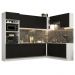 Cozinha Completa de Canto Madesa Agata 479001 com Armário e Balcão (Sem Tampo e Pia) - Branco/Preto