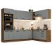 Cozinha Completa de Canto Madesa Agata 479001 com Armário e Balcão (Sem Tampo e Pia) - Rustic/Cinza