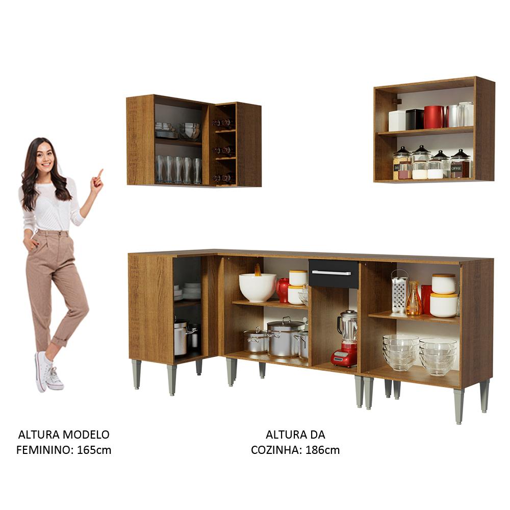 Cozinha Completa de Canto Madesa Emilly Open com Armário e Balcão