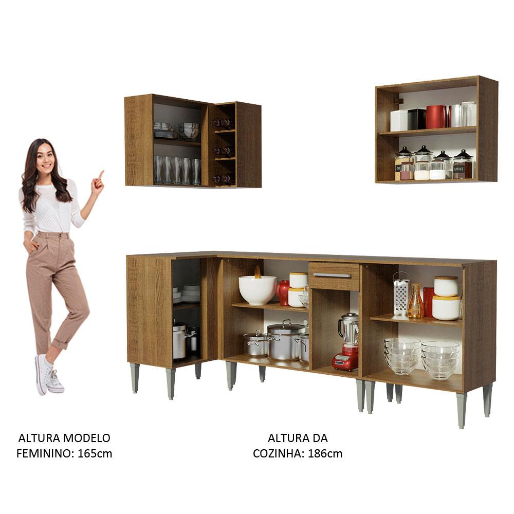 Cozinha Completa de Canto Madesa Emilly Open com Armário e Balcão