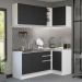 Cozinha Completa de Canto Madesa Glamy 269001 com Armário e Balcão (Sem Tampo e Pia) - Branco/Preto