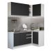 Cozinha Completa de Canto Madesa Glamy 269001 com Armário e Balcão (Sem Tampo e Pia) - Branco/Preto