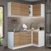 Cozinha Completa de Canto Madesa Glamy 269001 com Armário e Balcão (Sem Tampo e Pia) - Branco/Rustic