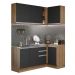 Cozinha Completa de Canto Madesa Glamy 269001 com Armário e Balcão (Sem Tampo e Pia) - Rustic/Preto
