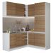 Cozinha Completa de Canto Madesa Glamy 329001 com Armário e Balcão (Sem Tampo e Pia) - Branco/Rustic