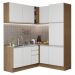 Cozinha Completa de Canto Madesa Glamy 329001 com Armário e Balcão (Sem Tampo e Pia) - Rustic/Branco