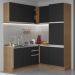 Cozinha Completa de Canto Madesa Glamy 329001 com Armário e Balcão (Sem Tampo e Pia) - Rustic/Preto