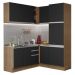 Cozinha Completa de Canto Madesa Glamy 329001 com Armário e Balcão (Sem Tampo e Pia) - Rustic/Preto