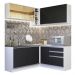 Cozinha Completa de Canto Madesa Glamy 329002 com Armário e Balcão (Sem Tampo e Pia) - Branco/Preto