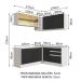 Cozinha Completa de Canto Madesa Glamy 329002 com Armário e Balcão (Sem Tampo e Pia) - Branco/Preto