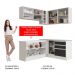 Cozinha Completa de Canto Madesa Glamy 329002 com Armário e Balcão (Sem Tampo e Pia) - Branco/Preto