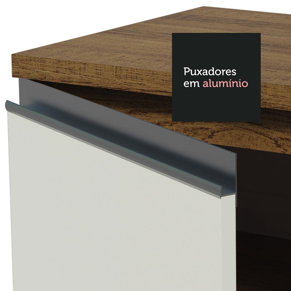 Cozinha Completa de Canto Madesa Glamy 329002 com Armário e Balcão (Sem Tampo e Pia) - Rustic/Branco