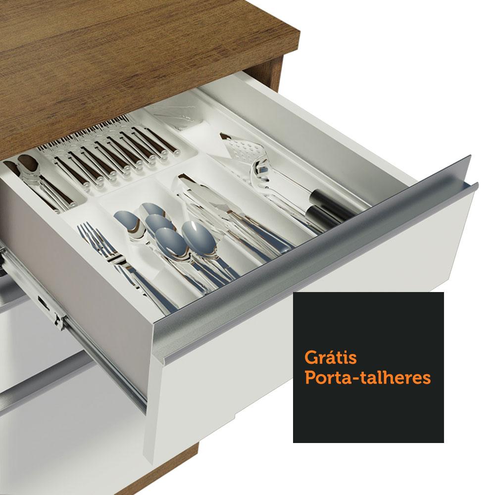 Cozinha Completa de Canto Madesa Glamy 329002 com Armário e Balcão (Sem Tampo e Pia) - Rustic/Branco